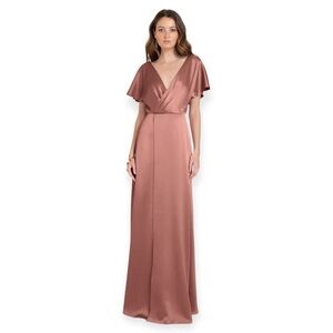 🌻Jenny Yoo Collection "Raya' Wild Rose Luxe Satin Open Back Full Length Dress 8